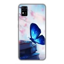 Силиконовый бампер с картинкой животных для ZTE Blade A31 (Бабочка синяя)