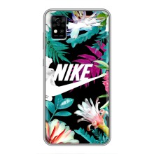 Силиконовый Чехол на ZTE Blade A31 с картинкой Nike (Цветочный Nike)