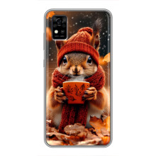 Печатный чехол «Зверята с кофе» для ZTE Blade A31 – Белка с кофе