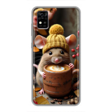 Печатный чехол «Зверята с кофе» для ZTE Blade A31 – Медведь с кофе