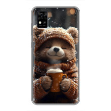 Печатный чехол «Зверята с кофе» для ZTE Blade A31 – Мишка с кофе