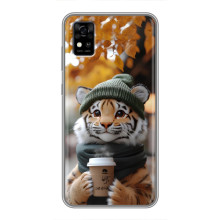 Печатный чехол «Зверята с кофе» для ZTE Blade A31 – Тигр с кофе