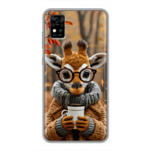 Печатный чехол «Зверята с кофе» для ZTE Blade A31 – Жираф с кофе
