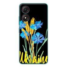 Чехол на ZTE Blade A34 Украинский дизайн – Ukraine в цветочках