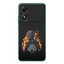 Силиконовый чехол с картинкой "Герой Pubg" на ZTE Blade A34 – В огне