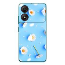 Чохол з Квітами для ZTE Blade A34 (ромашки на блакитному)