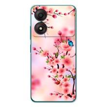 Чехол с принтом САКУРЫ на ZTE Blade A34 – Бабочки на сакуре