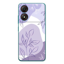 Силиконовый чехол с принтом в цветах на ZTE Blade A34 – Фиолетовый дизайн