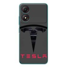 Силиконовый бампер с картинкой машины на ZTE Blade A34 – Logo TESLA