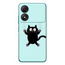 Силиконовый чехол с котиком для ZTE Blade A34 (Падающий кот)