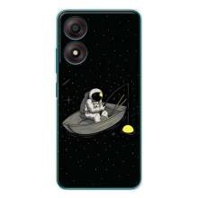 Силіконовый Чохол з принтом "Космонавти" на ZTE Blade A34 – Космонавт на рибалці