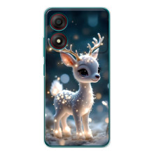 Яркий чехол для ZTE Blade A34 с Зимними Оленятами (Блистающий оленёнок)