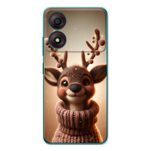 Яркий чехол для ZTE Blade A34 с Зимними Оленятами (Олень в свитере)