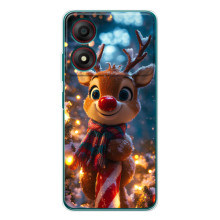 Яркий чехол для ZTE Blade A34 с Зимними Оленятами (Олень в шарфе)