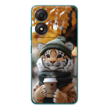 Друкований чохол 'Звірята з кавою' для ZTE Blade A34 – Тигр з кавою