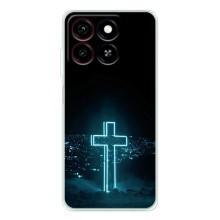 Чехол для ZTE Blade A35 (AlphaPrint) - (Христианские) (Крест и город)