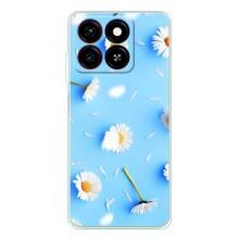 Чохол з Квітами для ZTE Blade A35 (ромашки на блакитному)