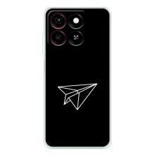 Чехол с картинками на черном фоне для ZTE Blade A35 – Самолетик