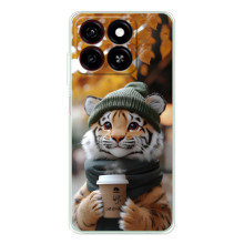 Друкований чохол 'Звірята з кавою' для ZTE Blade A35 – Тигр з кавою