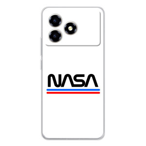 Силиконовый бампер с принтом "Наса" на ZTE Blade A36 – NASA на белом фоне