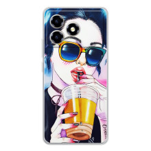 Чехол с картинкой Модные Девчонки ZTE Blade A36 – Девушка с коктейлем