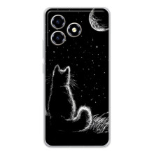 Чохол з принтом для ZTE Blade A36 (AlphaPrint) Модні коти (Котик і місяць)