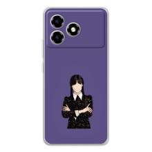 Чехлы Венсдей на ZTE Blade A36 Уэнсдей (AlphaPrint) (Уэнздей в черном)