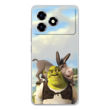 Чехол с мультфильмом Шрек на ZTE Blade A36 – Шрек и осел