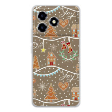 Новогодние, Праздничные Чехлы для ZTE Blade A36 - 2024 год (Новогодние пряники)