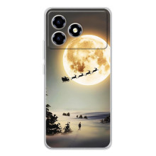 Новогодние, Праздничные Чехлы для ZTE Blade A36 - 2024 год (Санта на луне)