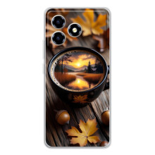 Чехол с уникальным дизайном «Осень с кофе» для ZTE Blade A36 – Тёмный кофе