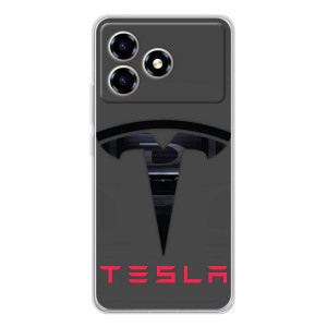 Силиконовый бампер с картинкой машины на ZTE Blade A36 – Logo TESLA