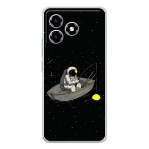 Силиконовый Чехол с принтом "Космонавты" на ZTE Blade A36 – Космонавт на рыбалке