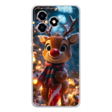 Яркий чехол для ZTE Blade A36 с Зимними Оленятами (Олень в шарфе)