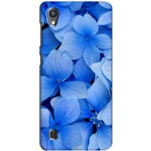 Силиконовый бампер с принтом (цветочки) на ЗТЕ Блейд А5 (Синие цветы)