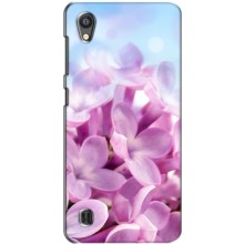 Силиконовый бампер с принтом (цветочки) на ЗТЕ Блейд А5 (Сиреневые цветы)