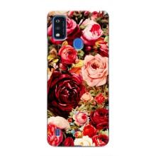 Силиконовый бампер с принтом (цветочки) на ЗТЕ Блейд А51 (Букет цветов)