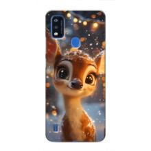 Яркий чехол для ZTE Blade A51 с Зимними Оленятами – Оленёнок среди гирлянд