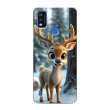 Яркий чехол для ZTE Blade A51 с Зимними Оленятами – Оленёнок в лесу