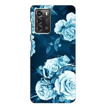 Чехлы (ART) Цветы на ZTE Blade A52 (VPrint) (Голубые Бутоны)