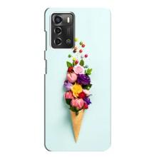 Чехлы с тематикой "ЦВЕТЫ" на ZTE Blade A52 (Цветок-мороженное)