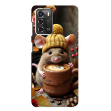 Друкований чохол 'Звірята з кавою' для ZTE Blade A52 – Мишка з кавою