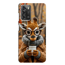 Друкований чохол 'Звірята з кавою' для ZTE Blade A52 – Жираф з кавою