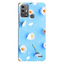 Чехол с Цветами для ZTE Blade A53 Pro (ромашки на голубом)