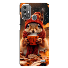 Друкований чохол 'Звірята з кавою' для ZTE Blade A53 Pro – Білка з кавою