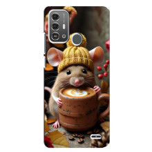 Друкований чохол 'Звірята з кавою' для ZTE Blade A53 Pro – Мишка з кавою