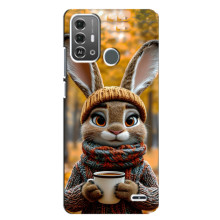 Друкований чохол 'Звірята з кавою' для ZTE Blade A53 Pro – Зайчик з кавою