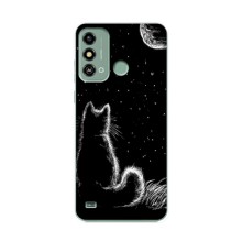 Чохол з принтом для ZTE Blade A53 (AlphaPrint) Модні коти (Котик і місяць)