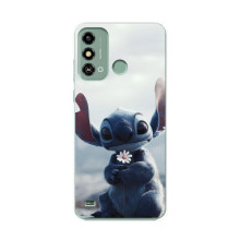 Чехол с рисунком Стич для ZTE Blade A53 – Стич с цветочком