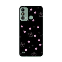 Чохол з розовим принтом для ZTE Blade A53 (Рожеві квіти на чорному)